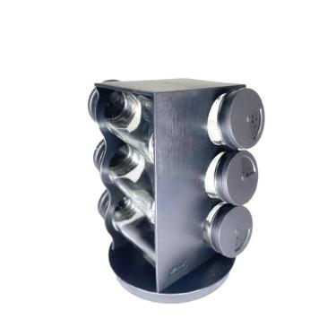 Imagem de Porta Condimentos Giratório Plástico Preto Com 06 Potes 80Ml