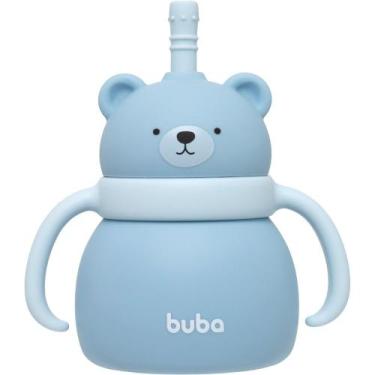 Imagem de Copo transição em silicone com canudo ursinho azul - buba