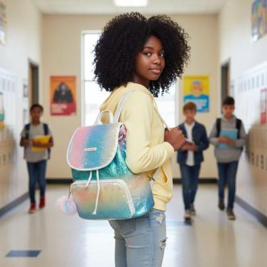 Imagem de Mochila Infantil Juvenil Creche Escola Colorida Brilhante Mágica Desig