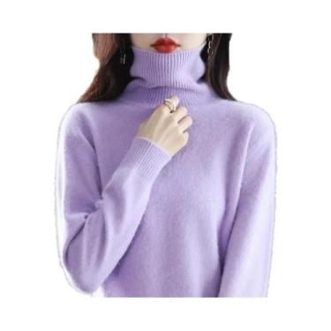 Imagem de Suéter De Cashmere Com Gola Alta Em Plush De Mink Para Mulheres Outono