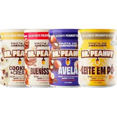 Imagem de Kit 4x Pasta de Amendoim DR. Peanut 250g Cada - COOKIES/AVELÃ/BUENISSI