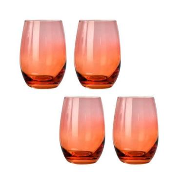 Imagem de Jogo 4 copos canon vidro 510ml 12cm laranja/rosa l'hermitage
