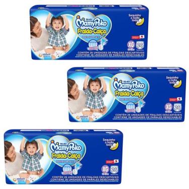 Imagem de Fralda Calça Mamypoko Super Seca Azul 3 Pacotes Tamanho XG Com 26 Unid