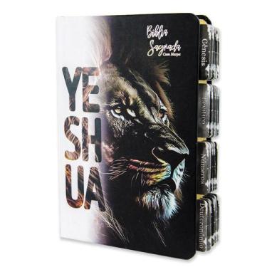 Imagem de Bíblia Sagrada Evangélica Com Índice Abas Adesivas Leão Dourado - REI 