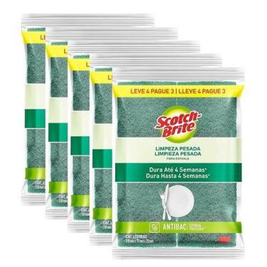 Imagem de Kit 5 Pacote Esponja Limpeza Pesada SCOCTH Brite - 3M