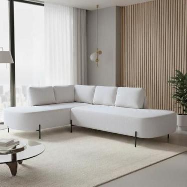 Imagem de Sofá de Canto Orgânico 4 Lugares 265cm Base de Ferro Chaise Esquerda L