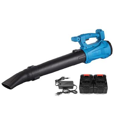 Imagem de Soprador de folhas elétrico sem fio sem escova, com 2 baterias e carregadores, 2 bocais de seção, mostrador de 6 velocidades, soprador de folhas elétrico leve para cuidados com gramados, detritos de neve, trabalho em quintal