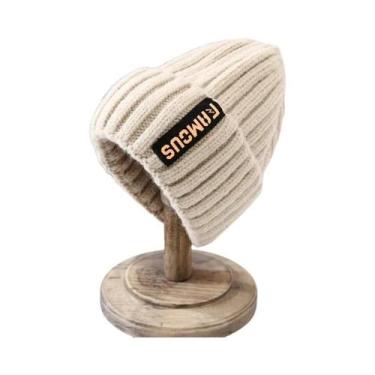 Imagem de Gorro De Tricô Unissex Quente Em Cor Sólida, Capuz De Crochê Macio Par