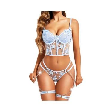 Imagem de Conjunto De Lingerie Sexy Transparente Para Mulheres, Sutiã, Calcinha 