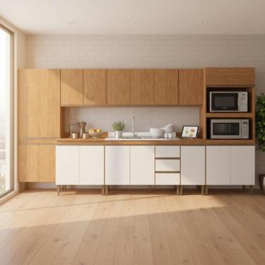 Imagem de Armário de Cozinha Completa Modulada 8 peças 4m Essenza Móvel na Caixa
