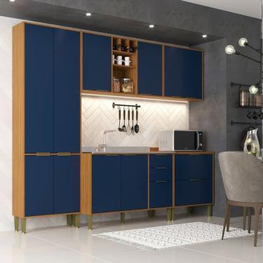 Imagem de Cozinha Compacta com 10 Portas e 5 Gavetas Domus Espresso Móveis Nogal/Royal
