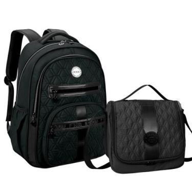 Imagem de Kit Mochila De Costas E Lancheira Feminina Kika KK24M26-L89 Cor:Preto,