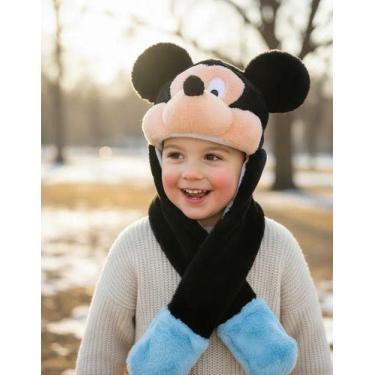 Imagem de Touca Gorro Infantil Pelúcia Com Cachecol E Apoio Para Mãos - NoBrand,