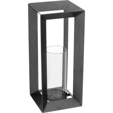 Imagem de Castiçal Porta Vela Metal 38x16x16cm Cinza - HOME & CO