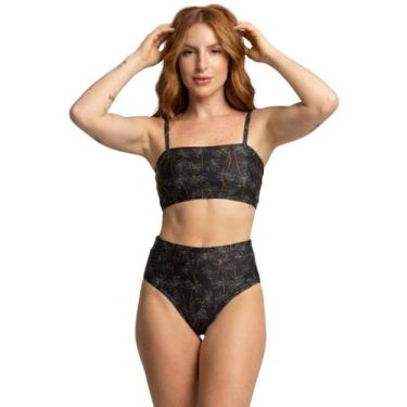 Imagem de Biquíni Cropped Hot Pants Top Faixa Estampado Bella Fiore Cintura Alta