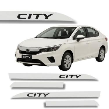 Imagem de Jogo Friso Slim Lateral Honda City Original com Grafia Cores, Branco T