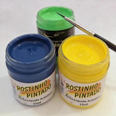 Imagem de 3 Tintas Líquidas Para Pintura Facial Torcida Brasil Copa - Rostinho P