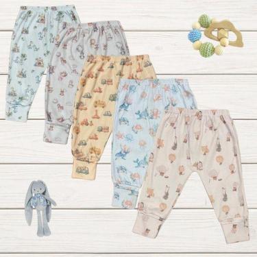 Imagem de Kit 10 Calças Mijão Bebê Menino Vira Pé Estampado Alyaht -, Multicolor