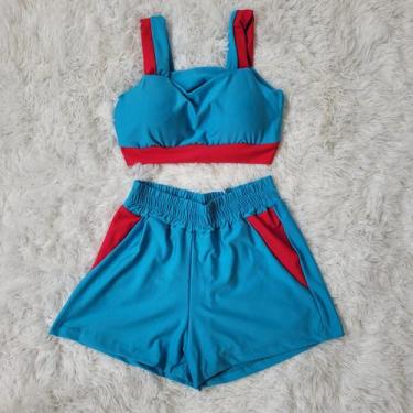 Imagem de Conjunto Fitness Short e Top bojo Removivel Roupa Academia - PIJAMAS V