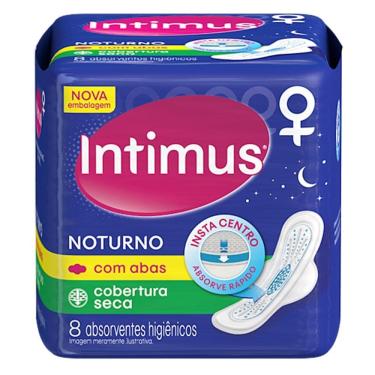 Imagem de Absorvente Intimus Noturno Cobetura Seca com Abas Embalagem com 8 Unidades