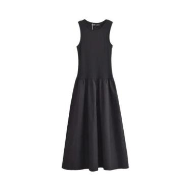 Imagem de Vestido Midi Bodycon Preto Sem Mangas Para Mulheres, Casual De Verão, 
