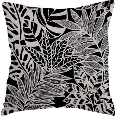 Imagem de Capa Almofada 50x50 Linho Black Leaves B - LA FAVORITTA AL, LA FAVORIT
