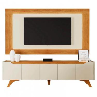 Imagem de Painel Com Rack Atenas Com Led Tv 58 Mavaular, Naturalle / Off White