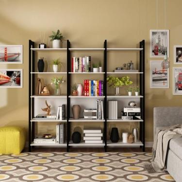 Imagem de Estante de Livros 190CMX184,7cm Haia Preto e Branco 15 Prateleiras Yes