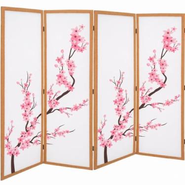 Imagem de 4 Biombo Oriental Japonês Sakura Sanfonado Com Dobradiças Folha Painel