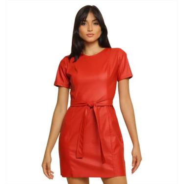 Imagem de Vestido Feminino em Couro Jéssica - Linda Rosa, Telha, P