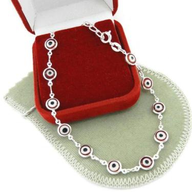Imagem de Pulseira Feminina 16/20cm + Olho Grego Folheada Prata PL499 - WNBIJOUT
