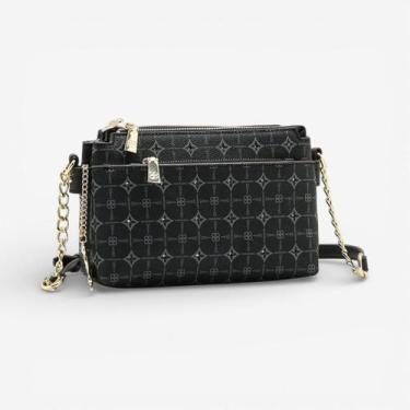 Imagem de Bolsa Feminina Chenson Transversal Monograma Delicado Preta, Preto, UN