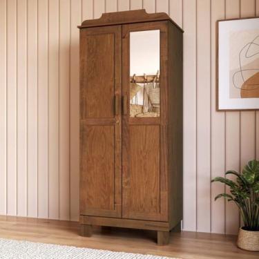 Imagem de Guarda-roupa 2 Portas com Espelho sem Aplique Estrutura em Madeira Cob