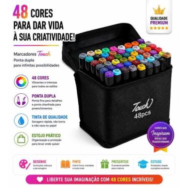 Imagem de Canetinha Touch 48 Cores Ponta Dupla Profissional Estojo Premium Para 