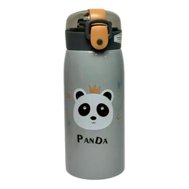 Imagem de Garrafinha Térmica Infantil Inox Canudo Trava E Alça Animais Cor Panda