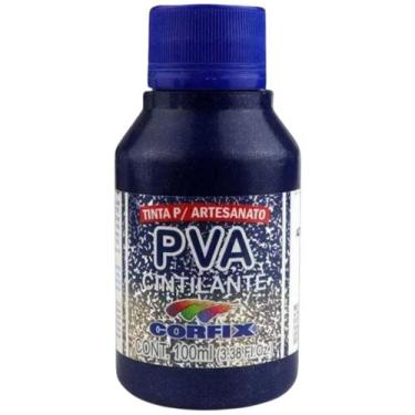 Imagem de Tinta Pva Cintilante 100ml Corfix p/ Mdf Gesso Azul Marinho