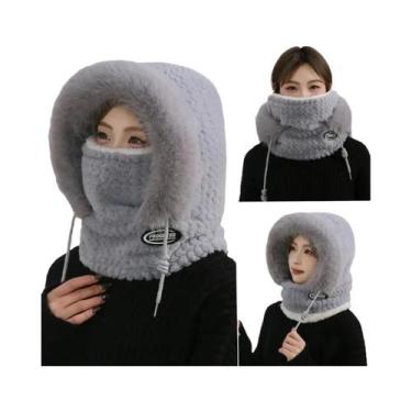 Imagem de Gorro Térmico De Pelúcia Para Mulheres Com Capuz, Cachecol E Máscara, 