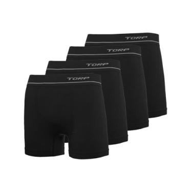Imagem de Kit 4 Cuecas Boxer Microfibra Sem Costura Adulto Torp 8011, Preto, Pre