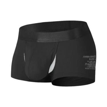 Imagem de Cuecas Boxer Masculinas De Seda Gelada Com Abertura Frontal E Bolsa Re