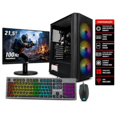 Imagem de Pc Gamer Ryzen 5 5600gt 16Gb Ram Nvme 500gb Monitor 21,5 100Hz Teclado e Mouse Gamer