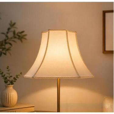 Imagem de Cúpula de Abajur luminaria 31x41x21cm Estilo Oitavada Grande Tecido Al