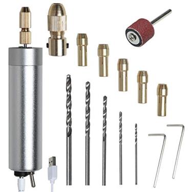 Imagem de FUNSHOWCASE Conjunto de broca manual de torno de pino elétrico com brocas torcidas, mandril de lixamento, kit de ferramentas rotativas para fundição de resina, fabricação de joias, projetos de artesanato