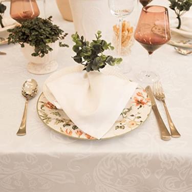 Imagem de Toalha De Mesa Impermeável 10 Lugares 1,70 X 3,20m Jacquard (Medalhão Branco)