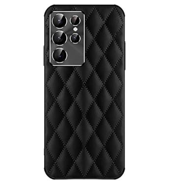Imagem de Capa para Samsung Galaxy S22/S22 Plus/S22 Ultra, capa de couro de luxo slim fit à prova de choque resistente a arranhões, capa protetora elegante, proteção para câmera, preta, S22 Ultra 6,8 polegadas