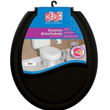 Imagem de Tampa De Vaso Sanitário Universal Oval Preto Almofadado