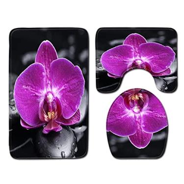 Imagem de Tapete de Banho Rosa Dia dos Namorados 3 Peças Conjunto de Banheiro Tapete Antiderrapante para Decoração de Casa Tapete de Banheiro, Conjunto de Três Peças 12,50cmX80cm