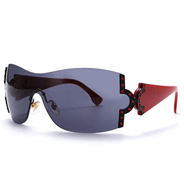 Imagem de Óculos de sol superdimensionados de uma peça, designer de luxo feminino, óculos de sol masculinos uv400 moda óculos escuros, 1, outros