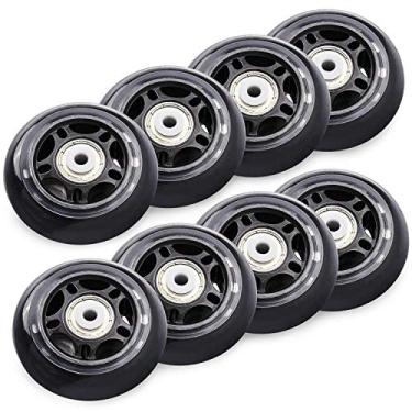 Imagem de TOBWOLF Pacote com 8 rodas de substituição para skate interno de 70 mm 82A, rodas de patinação interna com rolamentos ABEC-7, roda de bagagem, rodas de treinamento para scooter - preto