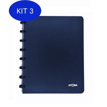Imagem de Kit 3 Caderno De Discos Atoma Poly A5 Azul Marinho Pautado