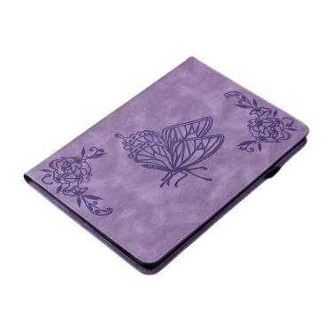 Imagem de ZiEuooo Capa protetora de couro borboleta durável exclusiva de 10,1 polegadas compatível com Samsung Tablet Galaxy A 8.0 A8 S6 Lite S7 fashion exclusiva durável (S7 11 T870 T875, roxa)